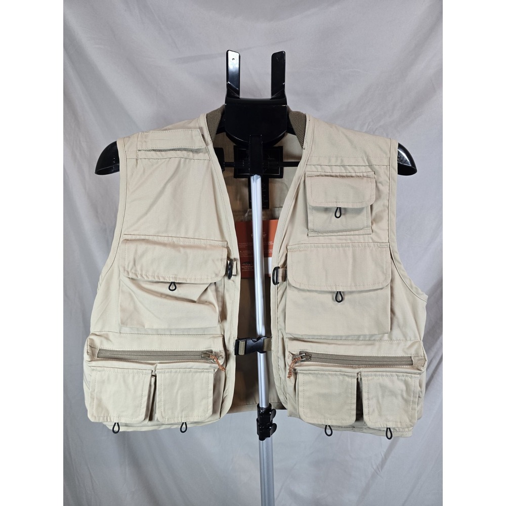 NWT White River Fly Shop Men's Fishing Vest Small 100% Cotton Pockets Beige